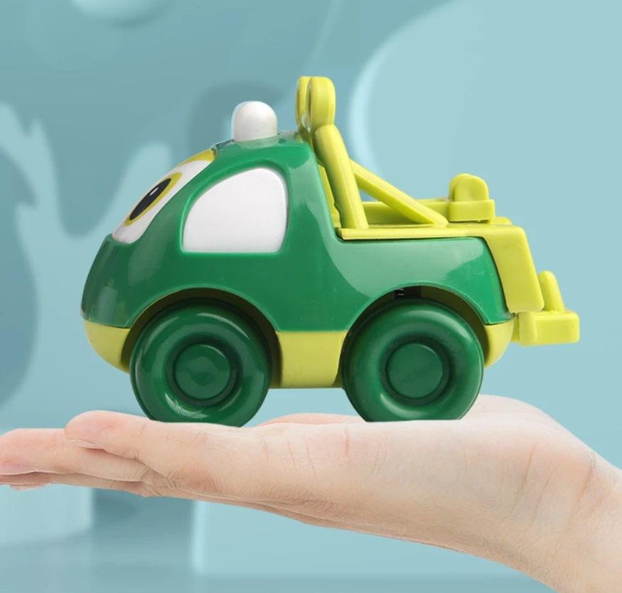 High Quality Kids Cartoon Cute Expression Inertial Car 2 Style 4 Colors Mixing Friction Function Engineering Vehicle Toys