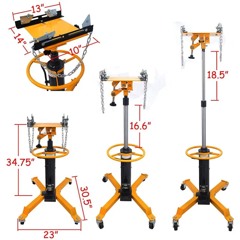0.5 Ton 1000LBS High Position Car Lift Telescopic Hydraulic Transmission Jacks with 360 Swivel Wheels Lift Hoist