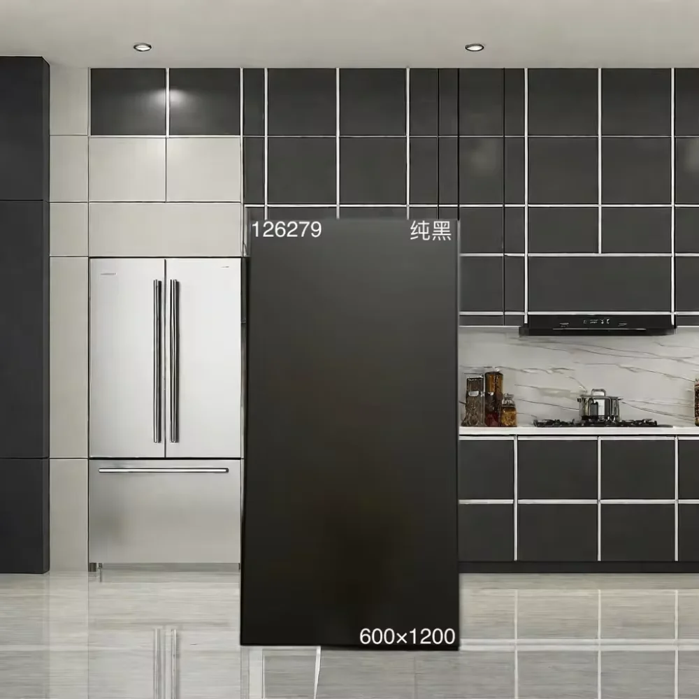 Modern Rustic 60x120 Pure Black Ceramic Flooring Tile Antibacterial and Wear-Resistant for Hotel & Room Use