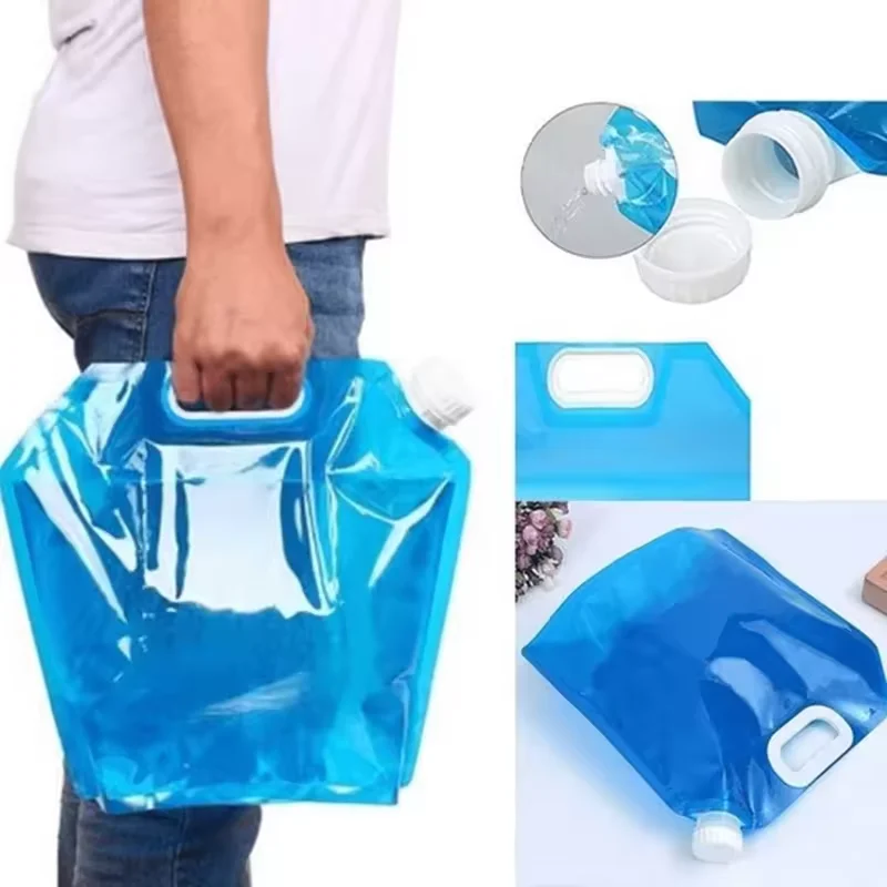 3L 5L 10L Blue Clear Plastic Stand Up Portable Lightweight Water Storage Packaging Carrier Tank Container Bag With Spout