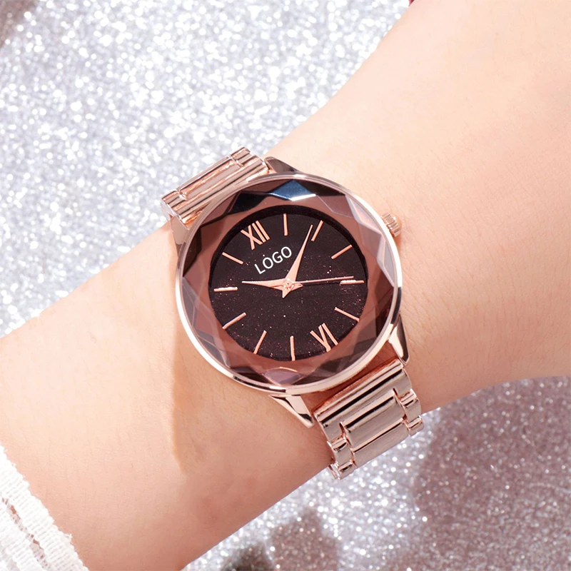 new fashion watches women wrist luxury rose gold starry sky steel band trendy quartz watch for woman watch