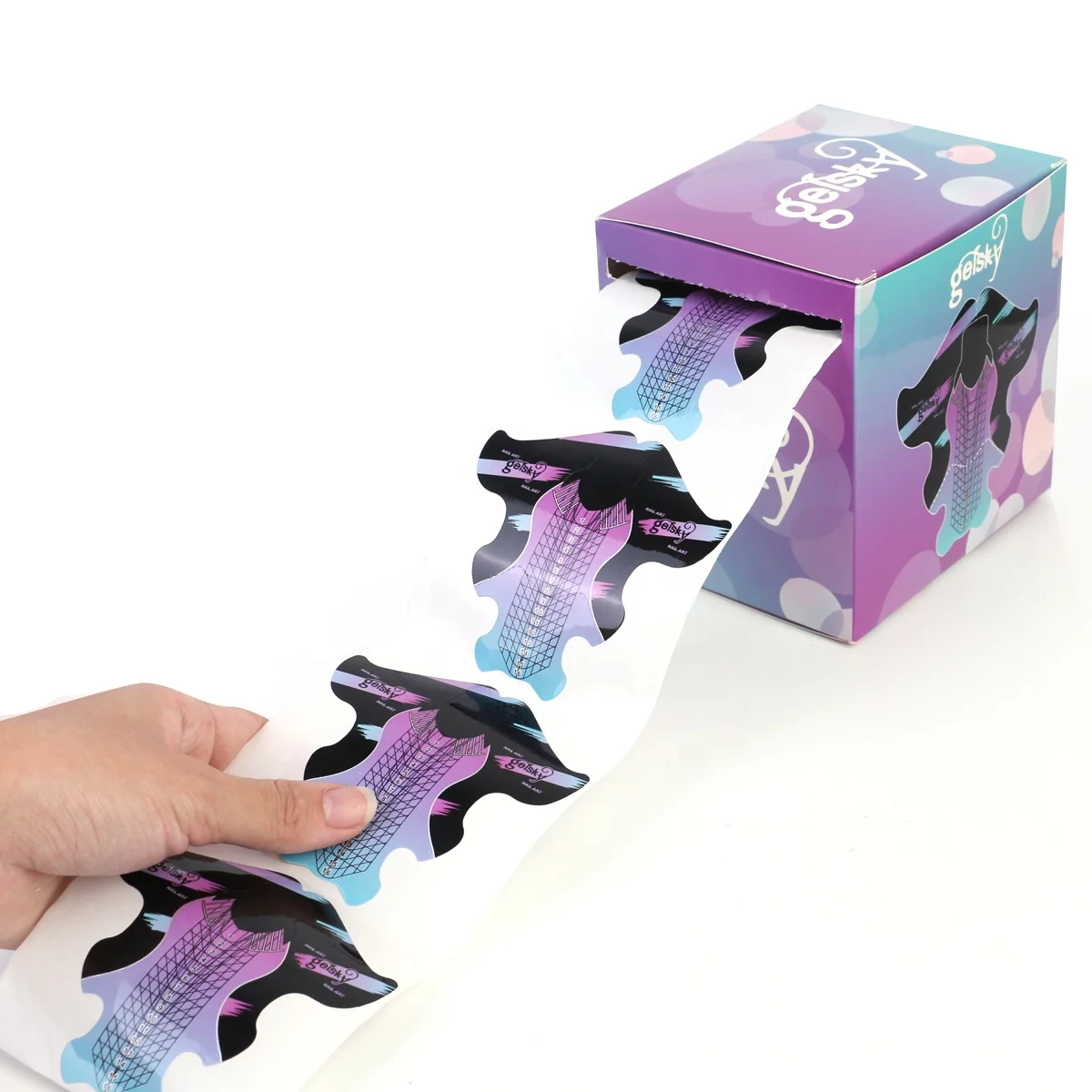 Gelsky Nail Tools Aluminium Paper Pvc Holographic Form Nails 500Pcs Roll Nail Form