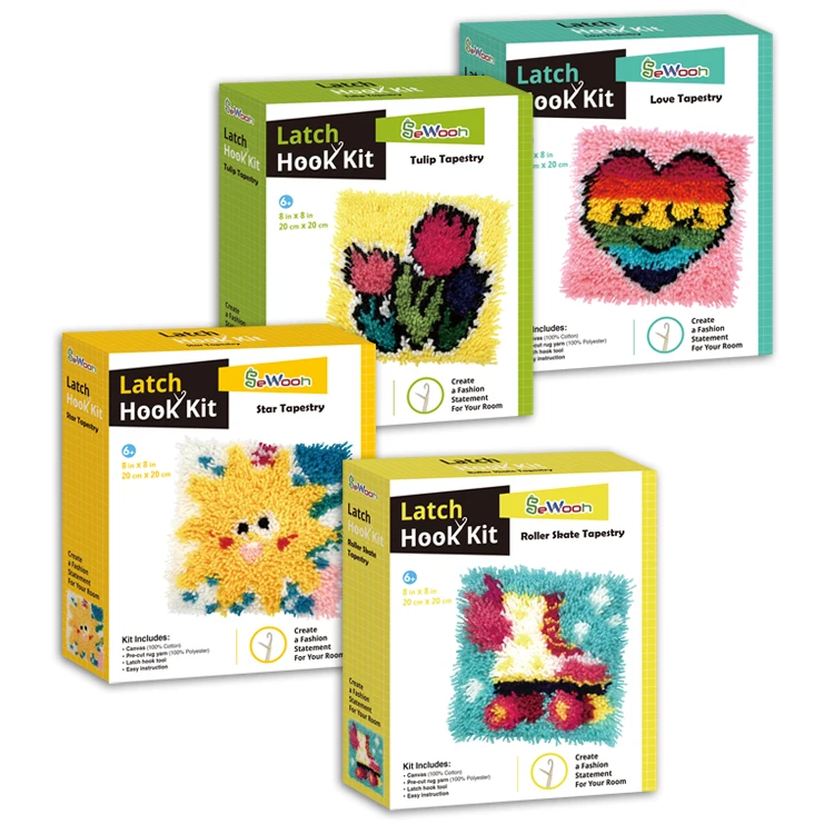 Loving Heart DIY Yarn Art and Craft Latch Hook Pillow Kit Latch Hook Rug Kit for Adults