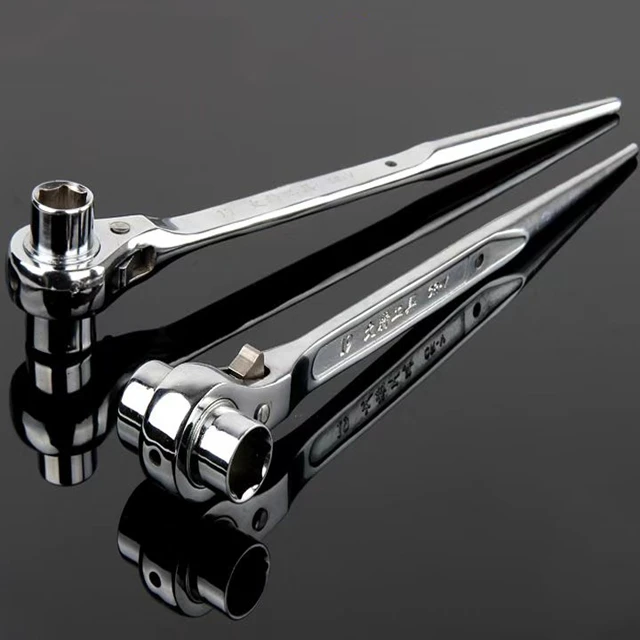 Chrome-plated sharp-tailed ratchet wrench quick dual-purpose ratchet socket wrench tool scaffolder wrench
