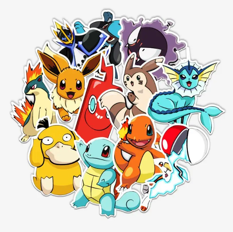 Big Size HighQuality 50pcs Anime Pokemoned Decorative Stickers For Teen Laptop Skateboard Luggage Guitar Scrapbook Vinyl Decals