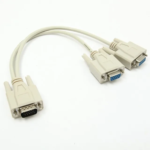 1ft+1ft hdb15m to 2 hdb15f vga spliter cable