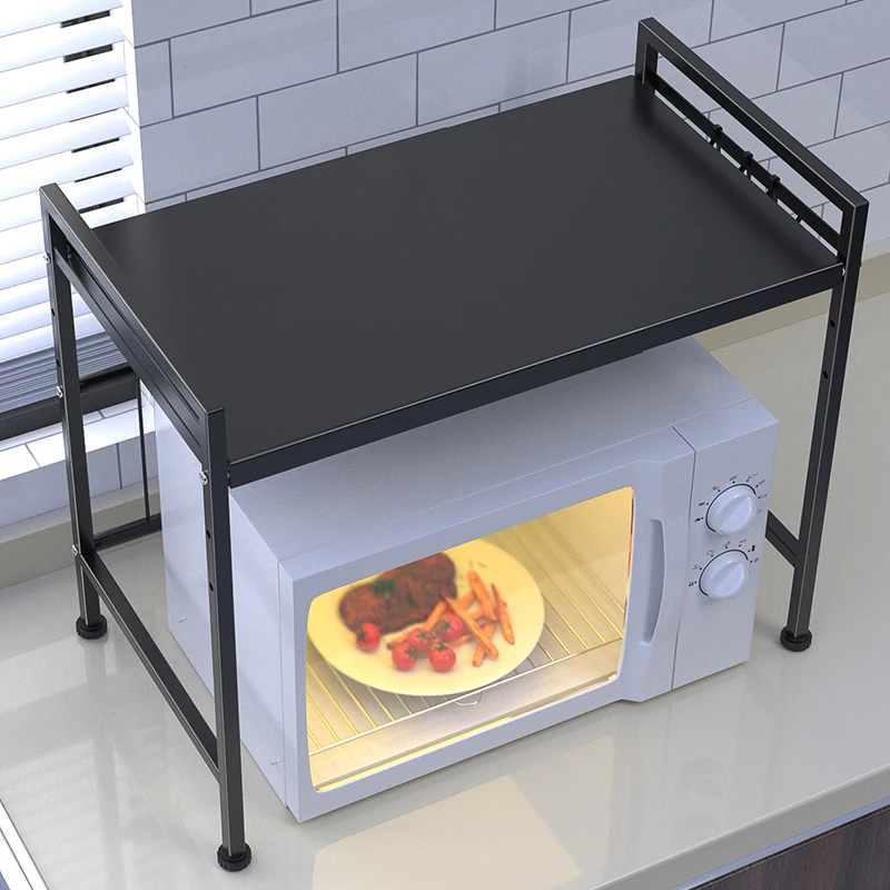 High Quality Carbon Steel Kitchen Rack Adjustable Standing Type Microwave Oven Organizer Shelf Rack