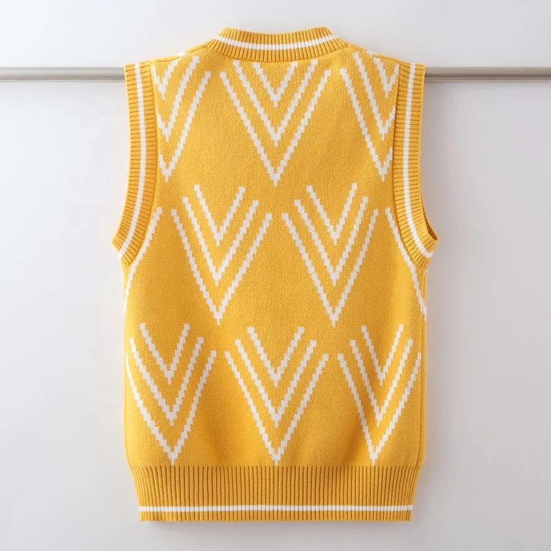 
High quality stylish classic aesthetic sleeveless patterned knitted sweater for child 