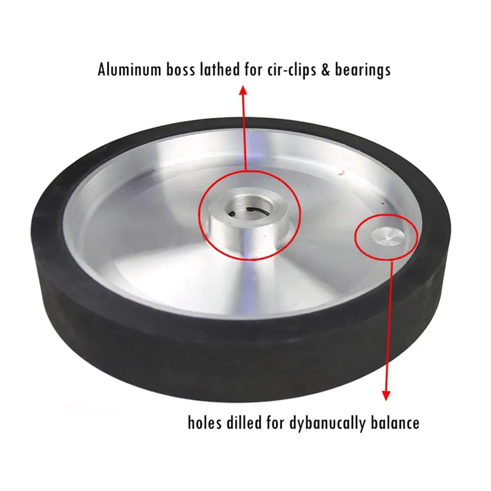 Solid Rubber Contact Wheel without Bearings Work Sanding Bands for Metal Knife Wood Grinding Polishing