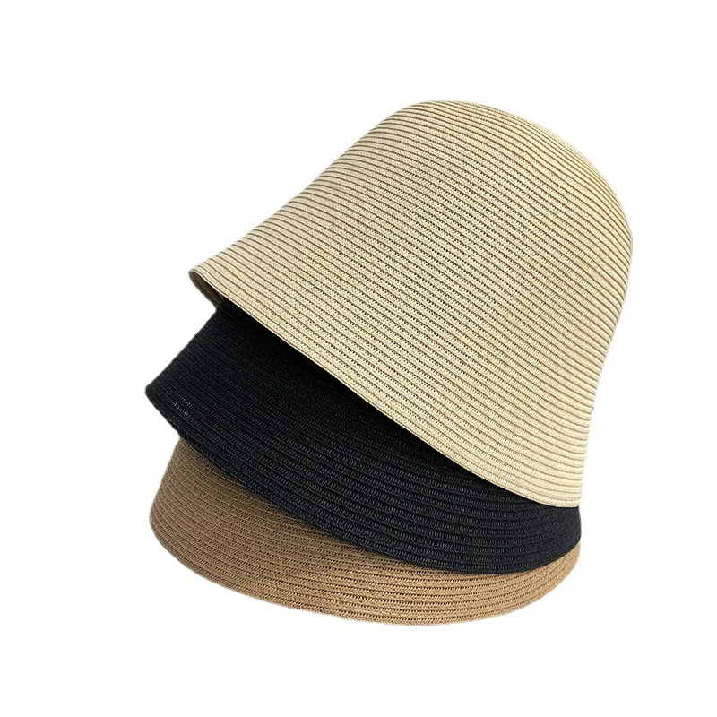 Paper Straw Outdoor Cloche Bucket Hats Beach Outdoor Uv protection Summer Beach Sun Hat Womens