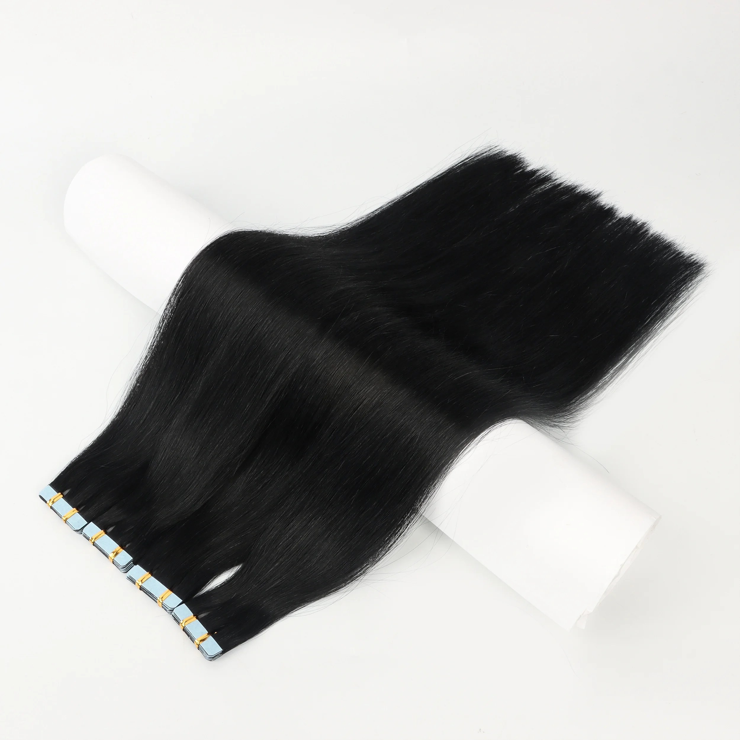 wholesale darkest color Ject black tape in hair extensions raw Indian