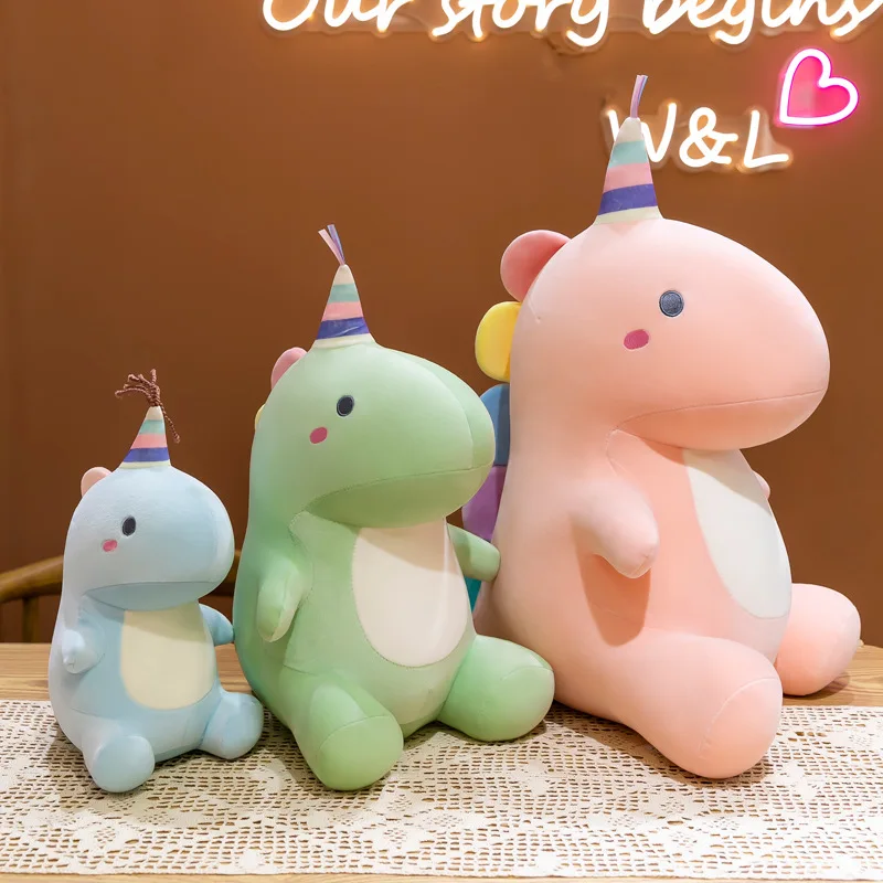 YIWU ALLSHINE amazon hot sale dino dolls cute pink blue green plush dinosaur toys soft dragon toys