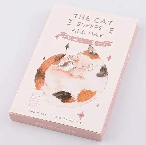 the cat sleep all day theme creative box postcard set