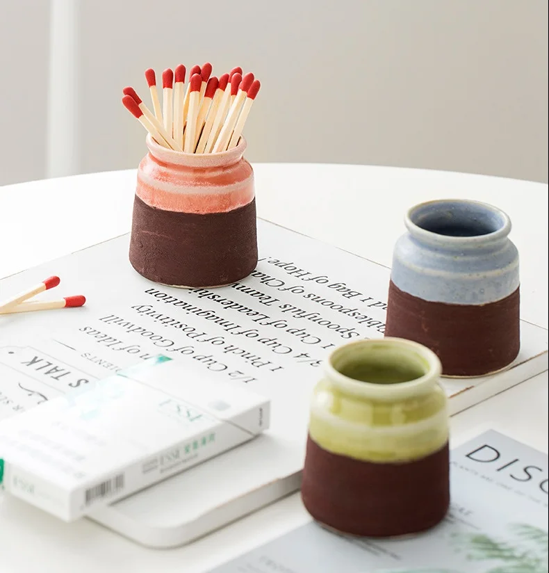 decorative ceramic match holder empty ceramic candle jar with match holder with striker ceramic jar for home decor