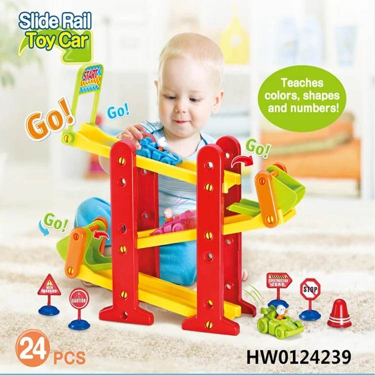 
Latest baby Slide Slot Railway Toy Car With Road Signs 