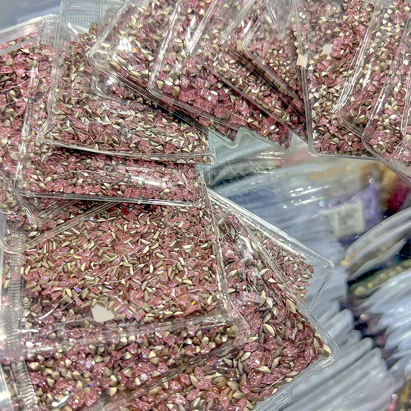 1440pcs/bag Pink Nail Rhinestone Pointed Bottom Multi-Size Nail Clear Crystal Diamond Horse eye 3D Bulk Drill Manicure
