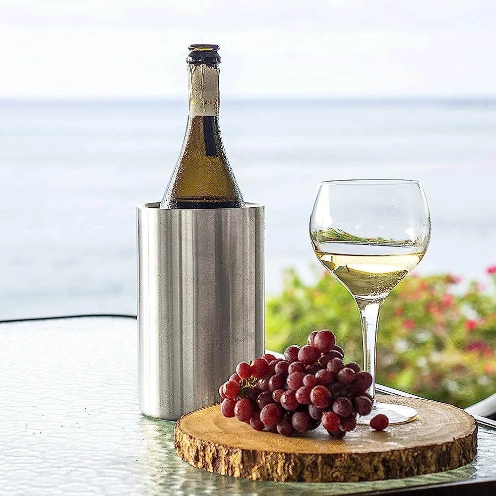 OUYADA Factory Direct Customized Logo 1.6L Double Wall Wine Insulated Ice Cooler Stainless Steel Metal Champagne Bucket