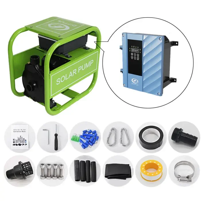 AC DC hybrid  1500w dc solar water pump solar surface water pumps for irrigation