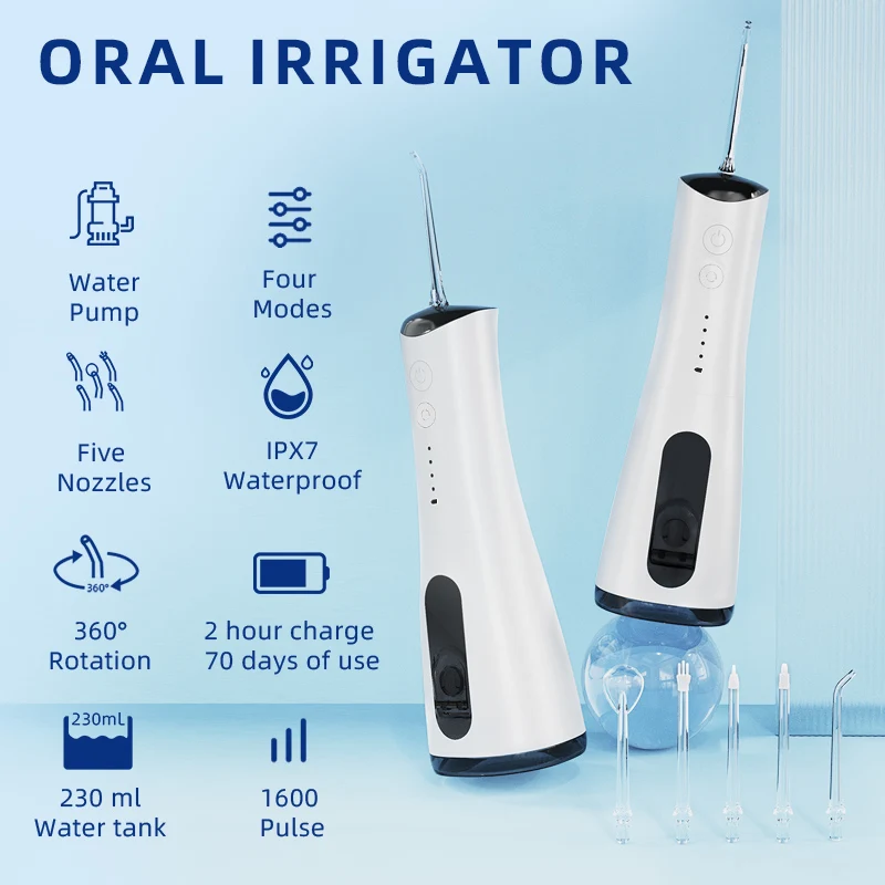 SIILLK Dental Floss Manufacturing Portable Cordless Home Use Water Flosser for Mouth and Braces Teeth Cleaning