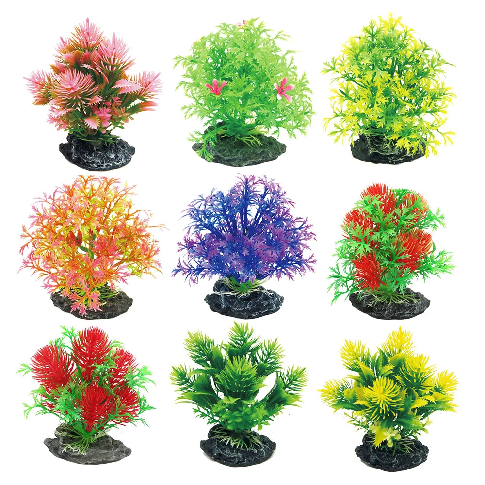 Wholesale Artificial Plastic Plants Mini Aquarium for fish tank decoration aquarium accessories De Plantas Acuario