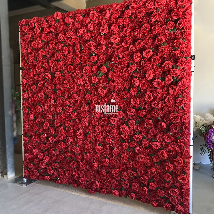 Decorative Flowers Wreaths and Plants Red Roses Artificial Flowers Panel Home Decoration Wedding Flower Wall Backdrop