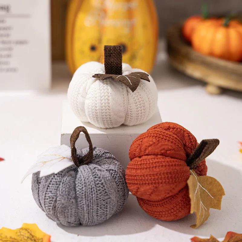 Festival Knitted Pumpkin Ornament Halloween Thanksgiving Plush Hanging Decoration Christmas Tree Ornaments Pumpkin Pendant