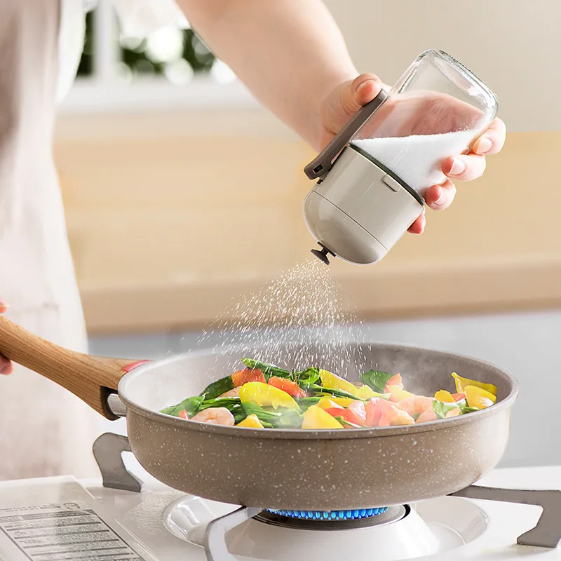 WONDERFUL Kitchen Glass Salt Pepper Shaker Metering Spice Salt Pepper Cumin Powder Sugar Dispenser Measuring Seasoning Bottle