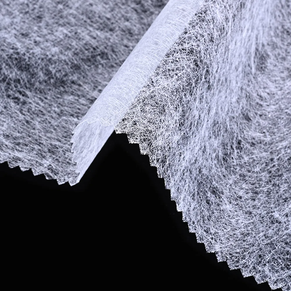 Lightweight 16gsm 23gsm Adhesive White Silk Screen Hot Fuse interlining Fabric for Collar and Cuff Support