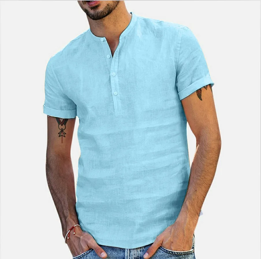 Bangladesh Fashion Summer linen shirt men clothes t shirt for men