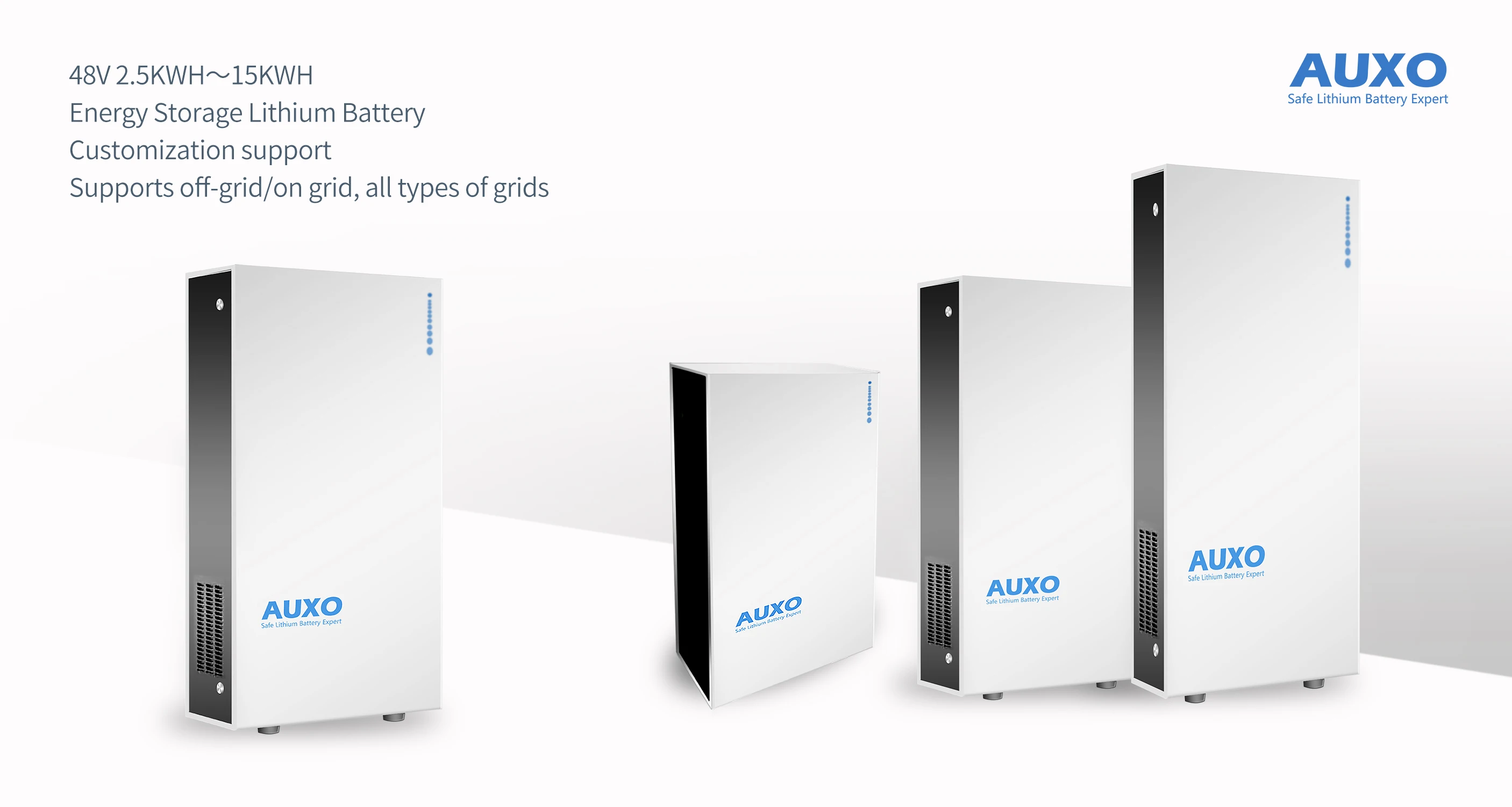 AUXO Energy 100Ah 200Ah 5Kw 10Kw Hybrid Power Storage Wall 48V Lithium Iron Phosphate Battery for Solar