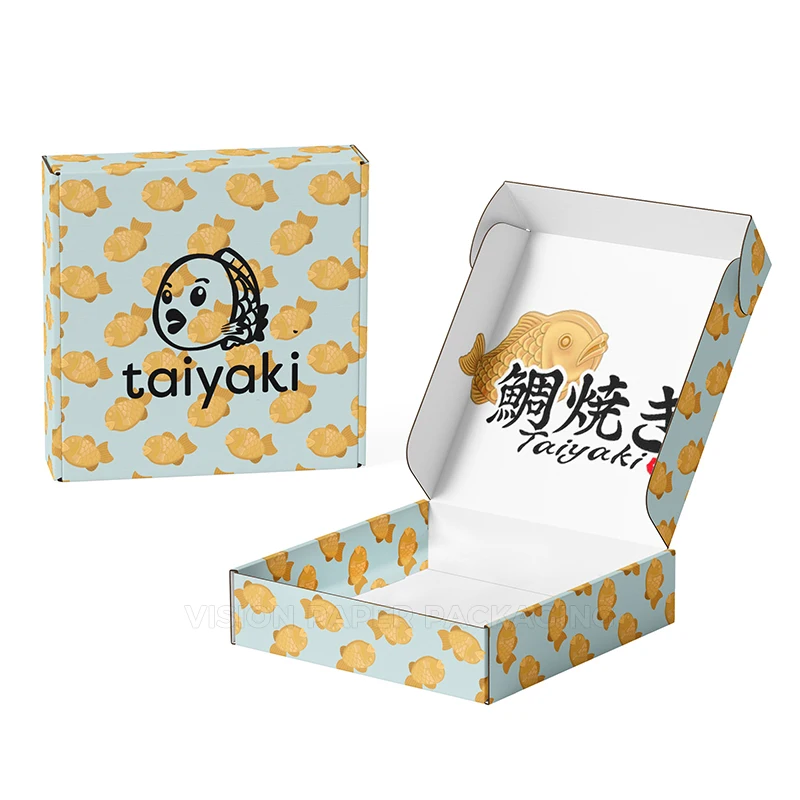 Бумажная коробка-пакет для мороженого Taiyaki в форме японской рыбы упаковка выпечки