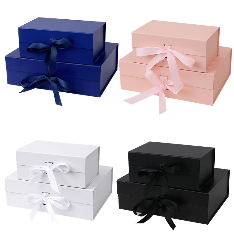 LOW Price Colorful Magnetic Closure Folding Paper Gift Box for Clothes Packaging with Ribbon