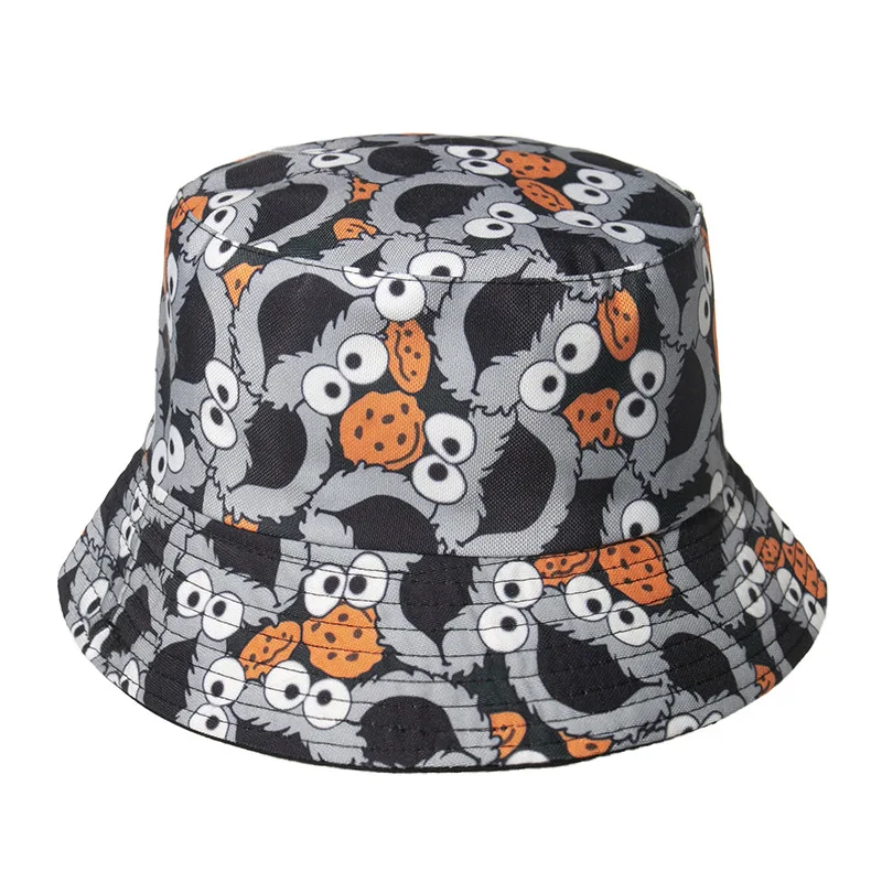 Sesame Street Cartoon Fisherman Hat Sun Protection Cap Fashionable Basin  Versatile Sun Protection Cap Basin Cap