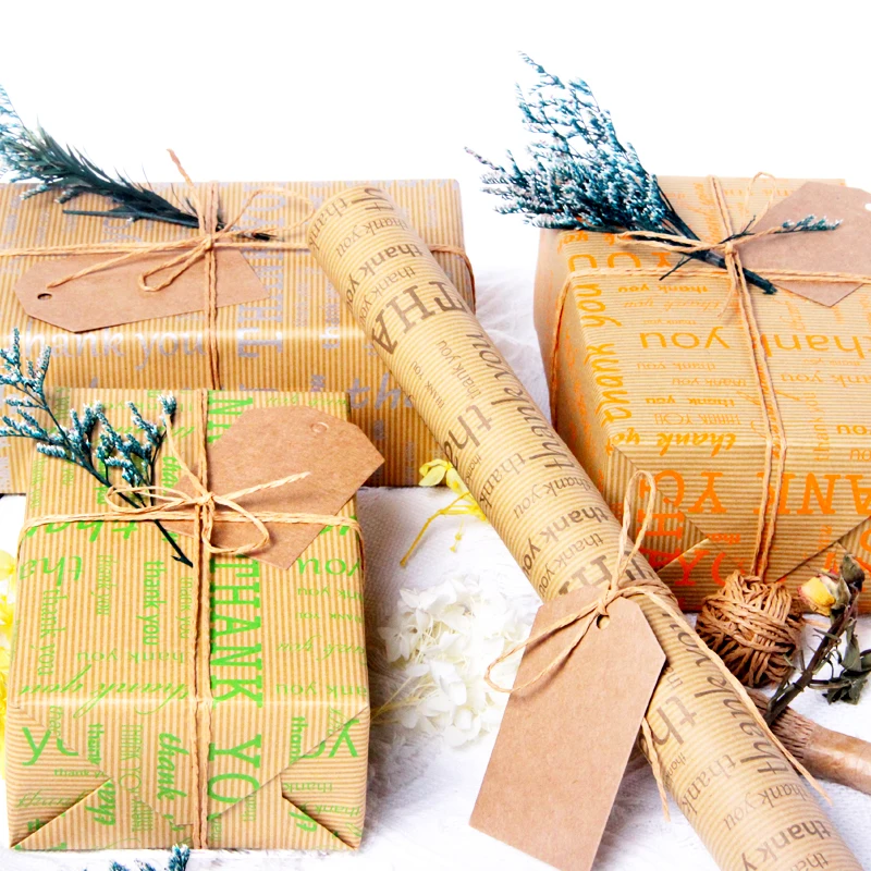 Gift Paper Thank You Notes Kraft Wrapping Paper Brown New Craft Paper Wood Pulp Zhejiang Gravure Printing CMYK Recycled JD 80g