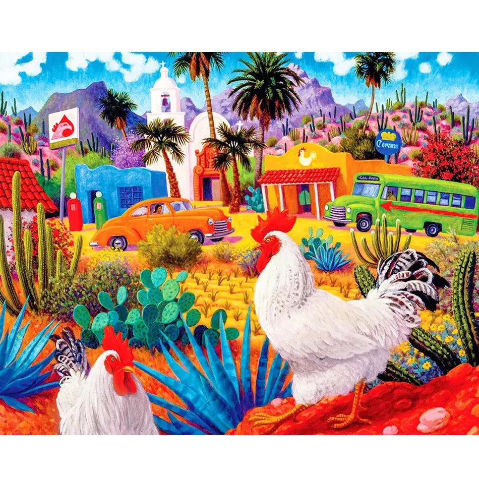 Diy Painting By Numbers For Adults Beginner Kits Farm Cock Animals Picture Drawing Coloring By Numbers Diy Gift For Home