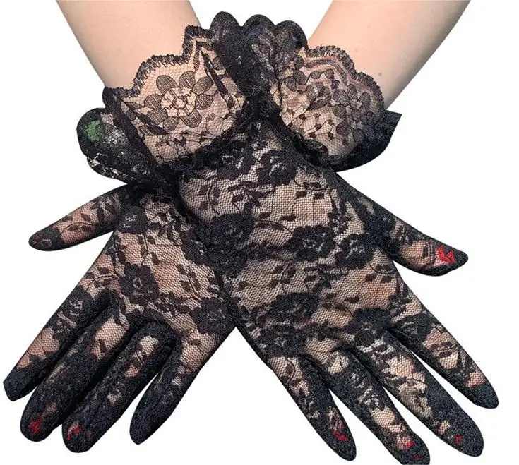 Women Fashion Elegant Short Lace Gloves Courtesy Summer Gloves For Dinner Parties Wedding Gloves For Women