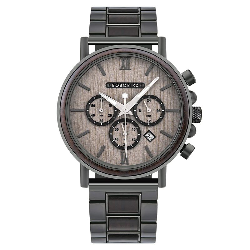 Bobo bird 2022 multi-function dial design custom mens watch wholesale wood watch with wooden gift box Free Shipping