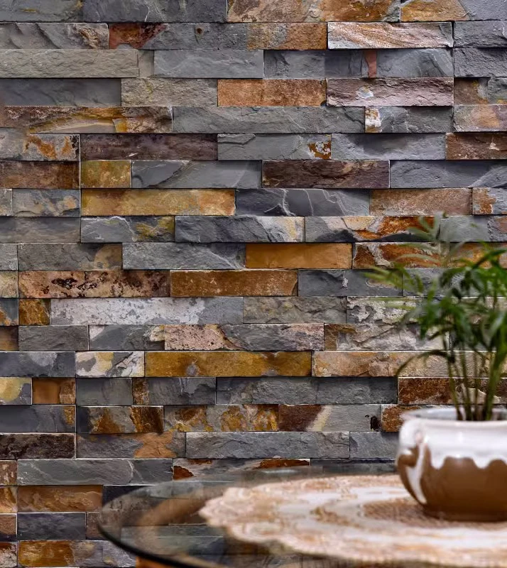Outdoor natural Rusty slate culture stone real stone exterior wall cladding For The Wall