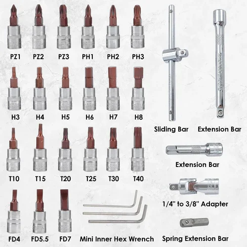 50PCS 1/4 Extendable Torque Wrench 2-24nm Automotive Hand Tool Set for Bicycle