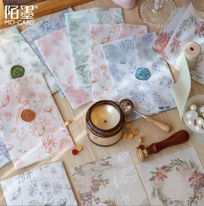 Mocard полупрозрачная вощеная бумага для скрапбукинга и дневника 15 шт. каждая упаковка с конвертом