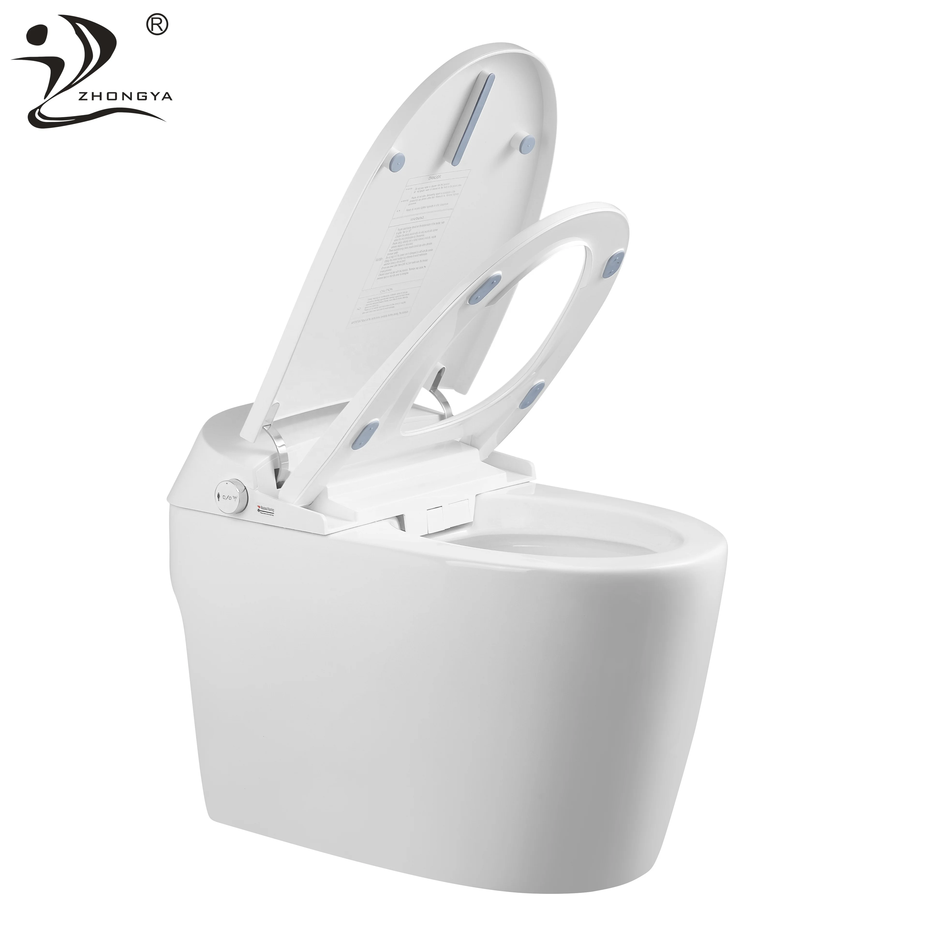 ZHONGYA Oem E525 hot sale one piece intelligent toilet bowl floor mounted bathroom smart toilet with water tank