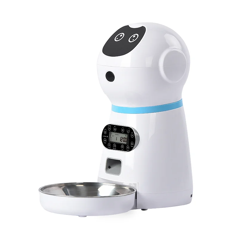 Hot Selling Automatic Pet Feeder Robot Design Voice Record Dog Cat Pet Bowls Smart Pet Feeder
