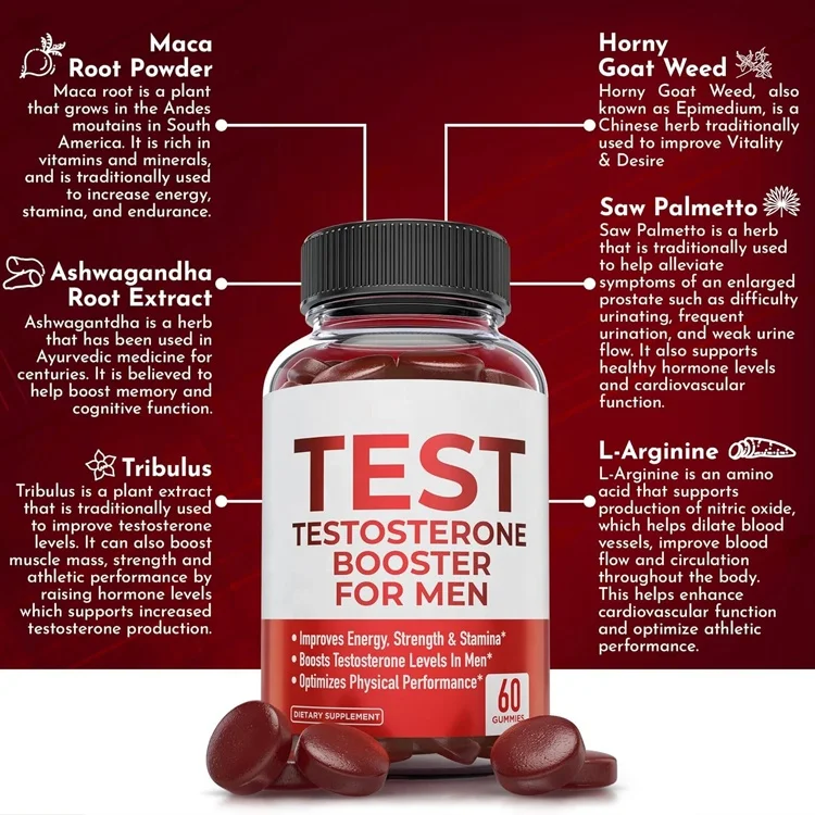 OEM/ODM Energy Booster мужской мармеладный тестостерон с тонгкатом Ali Horny козий сорняк Tribulus Terrestris пажитник черный мака