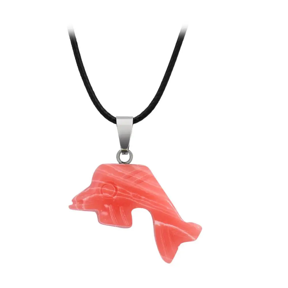 High Quality Dolphin Pendant with Natural Crystal Stone Jewelry