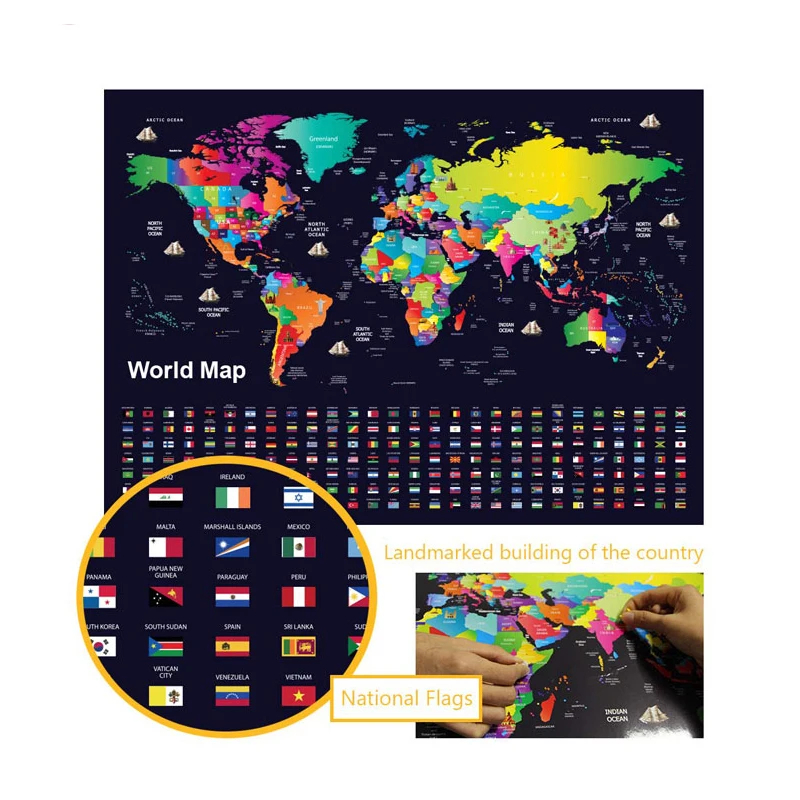 New Arrival Hot Custom Seats We Were Deluxe Travel Scratch Off World Map Poster