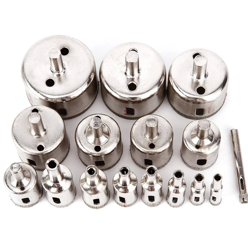 16pcs 6-50mm Diamond Holesaw Set Hole Saw Cutter Diamond Drilling for Tile Glass Marble Ceramic