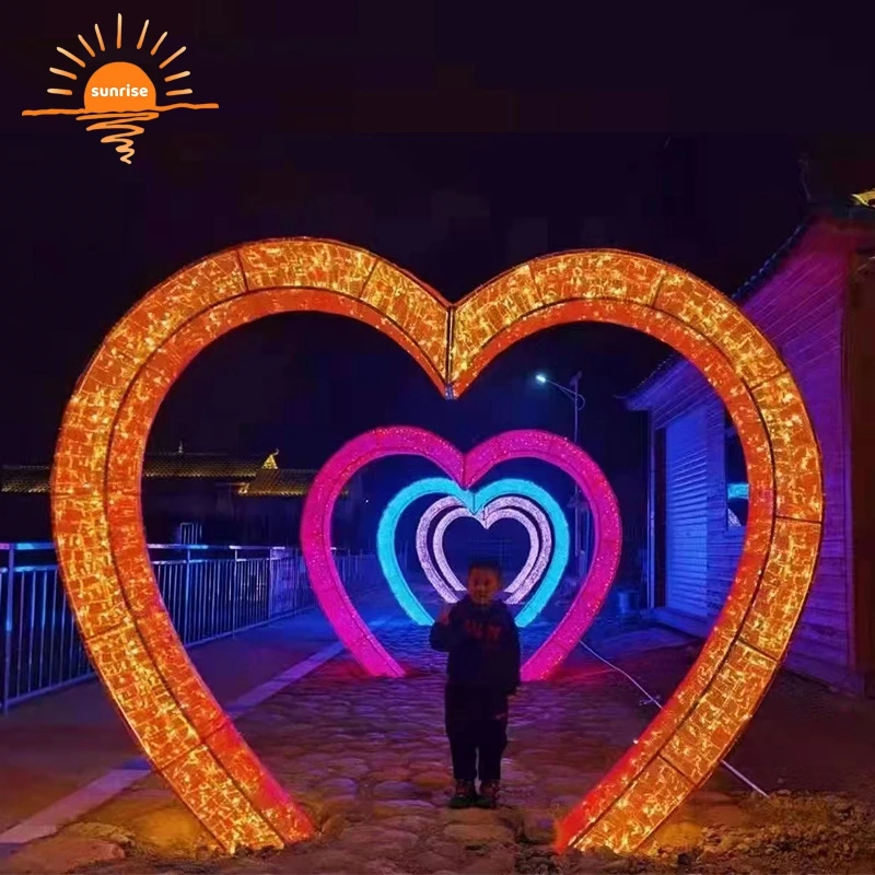 Outdoor flashing decoration Christmas street light arch LED arch tunnel light 3d holiday square decoration theme light