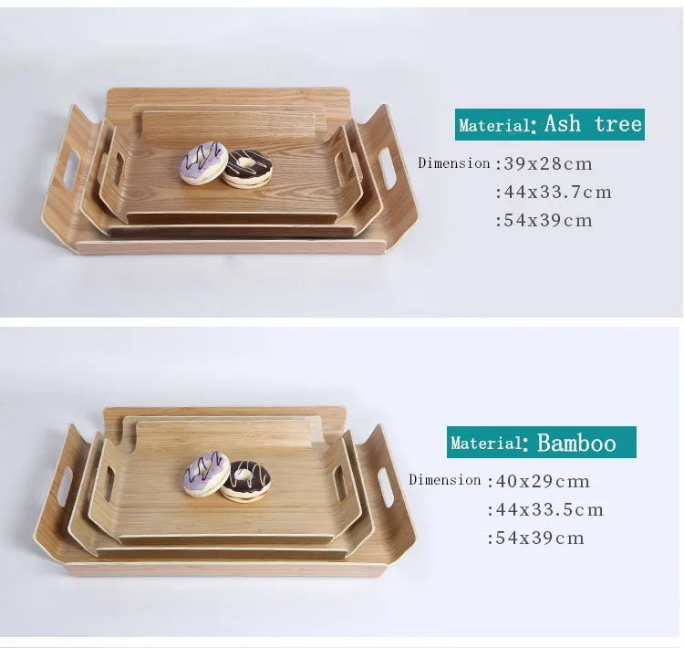 Wholesale Custom Acacia Wooden Bread Plate Rectangular Japanese Cake Display Tray Attractive Pattern Baking Shops Steak Display