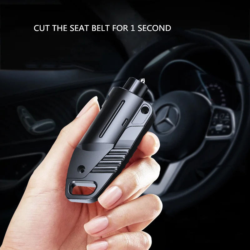 2-In-1 Mini Car Safety Hammer Seat Belt Cutter Window Glass Breaker Life Saving Escape Women Keychain Rescue Tool