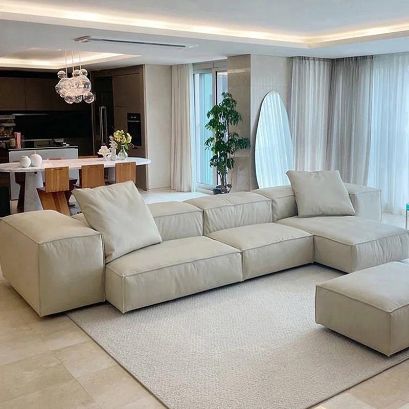 Italian Minimalist Modular Sofa Couch Living Room Furniture Home Sofa Set Furniture Multi-configuration Design Lamb Cashmere